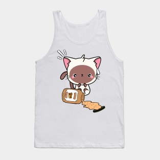 Cute White Cat spilled a jar of peanut butter Tank Top